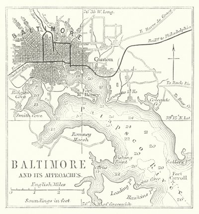 Baltimore och dess tillfartsvägar (gravyr) av English School