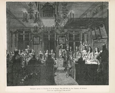 Bankett ges till kung Karl II, 30 maj 1660, av ständerna i Holland av English School