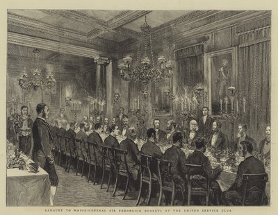 Bankett till generalmajor Sir Frederick Roberts på United Service Club, illustration för The Graphic, 4 december 1880, av English School