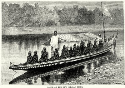 Pråm på New Calabar River (gravyr) av English School