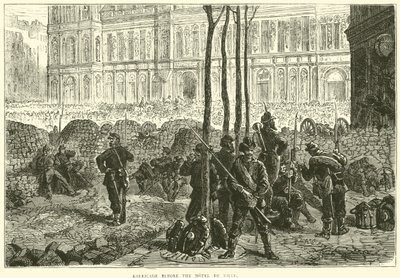 Barrikad före Hotel de Ville, mars 1871 av English School