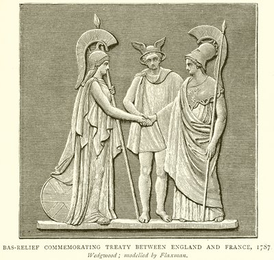 Bas-Relief till minne av fördraget mellan England och Frankrike, 1787 av English School