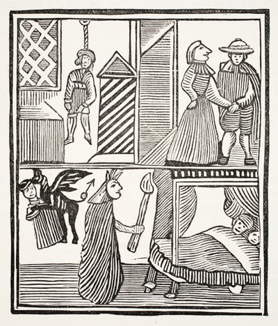 Batemans Tragedy, illustration från Chap-books of the Eighteenth Century av John Ashton, pub. 1882 av English School