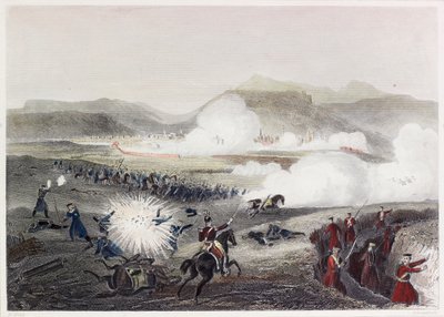 Battle Of Kars (färgad gravyr) av English School
