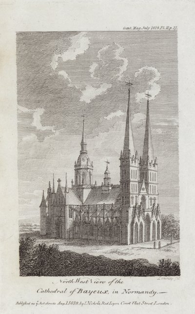 Bayeux-katedralen, Normandie, 1819 av English School