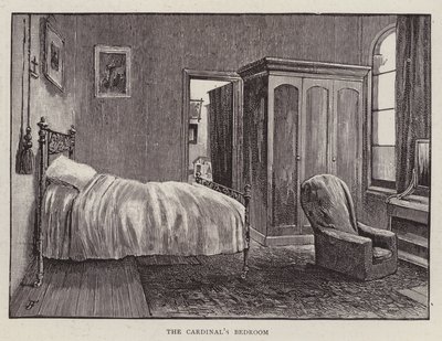 Sovrum av Henry Edward Manning, engelsk katolsk kardinal och ärkebiskop av Westminster (litho) av English School