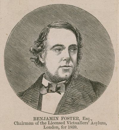 Benjamin Foster, ordförande för Licensed Victuallers Asylum, London, 1859 av English School