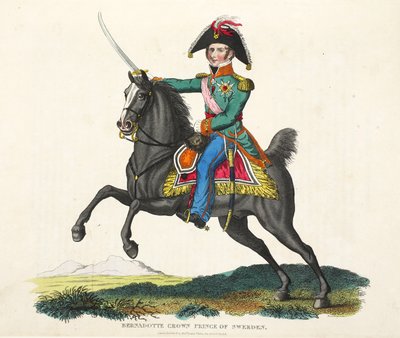 Bernadotte, Sveriges kronprins, pub. av Richard Evans, engr Romney, illustration från An Historical Account of the Battle of Waterloo av William Mudford, 1816 av English School