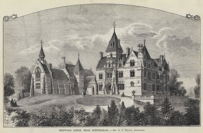 Bestwood Lodge, nära Nottingham (gravyr) av English School