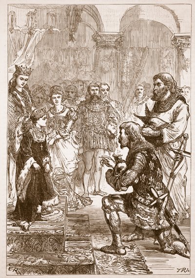 Trolovning av prinsessan Isabella till Richard, illustration från Cassells Illustrated History of England (sepiafoto) av English School
