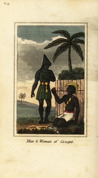 Bijogos man och kvinna från Cazegut (Bissagos Islands, Guinea Bissau, Västafrika) av English School