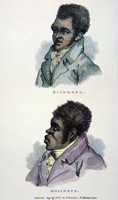 Bill Richmond och Tom Molineaux, tryck publicerat 1812 (lito i färg) av English School