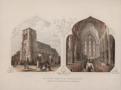 Bilton Church, Harrogate, North Yorkshire (färgad gravyr) av English School