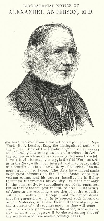 Biografisk notis om Alexander Anderson, MD (gravyr) av English School