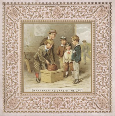 Födelsedagskort (chromolitho) av English School
