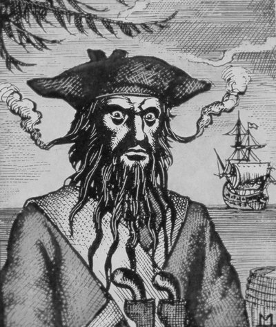 Piraten Svartskägg (träsnitt) av English School