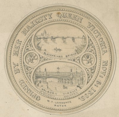 Blackfriars Bridge och Holborn Viaduct av English School