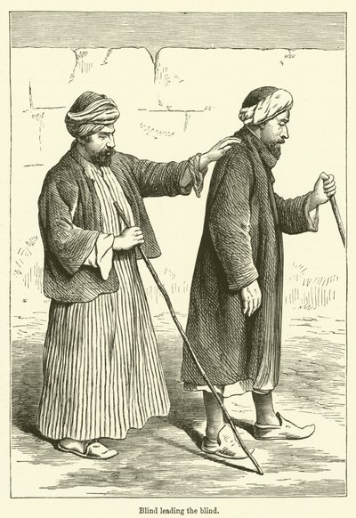 Blind som leder persiennen (gravyr) av English School