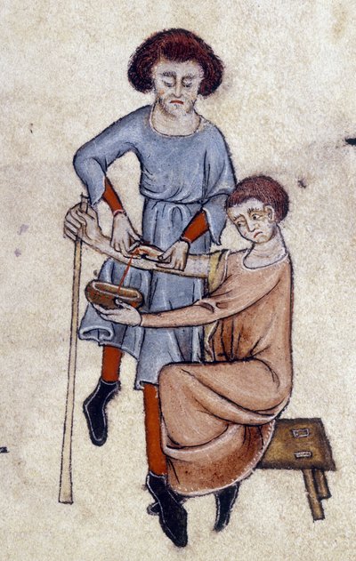 Blood Letting, från Luttrell Psalter, c.1325-35 (vellum) av English School