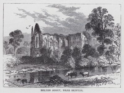 Bolton Abbey, nära Skipton (gravyr) av English School