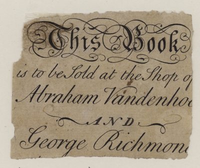 Bokhandlare, Abraham Vandenhoeck och George Richmond, handelskort av English School
