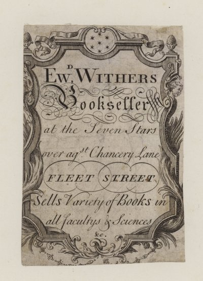 Bokhandlare, Edward Withers, handelskort av English School