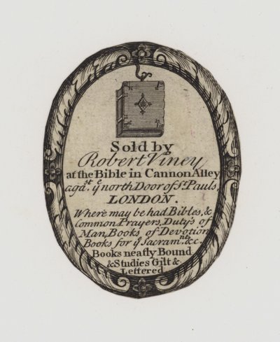 Bokhandlare, Robert Viney, handelskortsetikett av English School