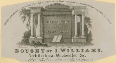Köpt av I Williams, arkitekturbokhandlare av English School