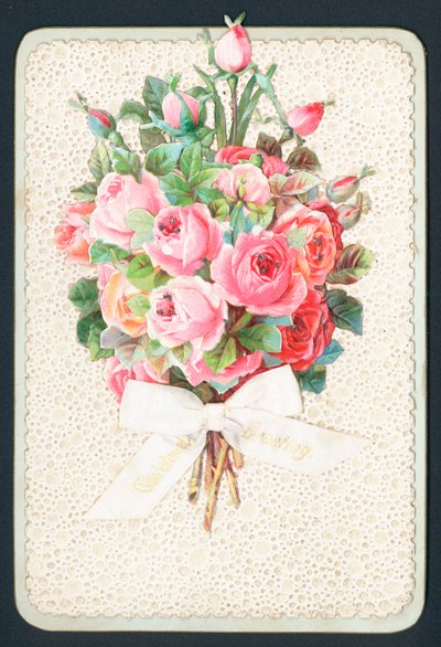 Bukett rosa rosor, julkort av English School