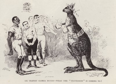 Boxningskänguru (litho) av English School