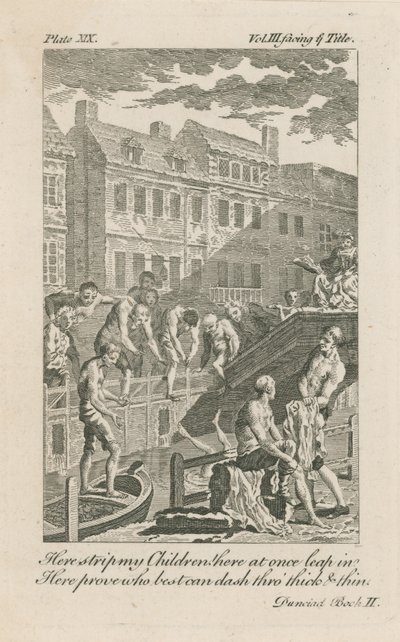 Pojkar badar i flottdiket vid Bridewell Bridge 1728 av English School