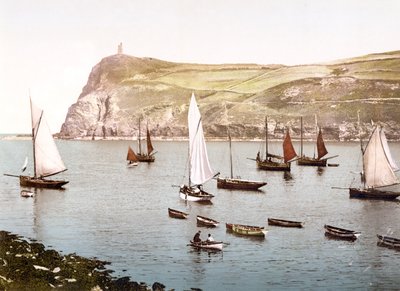 Bradda Head, Isle of Man (handfärgat foto) av English School