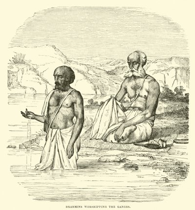 Brahminer som dyrkar Ganges av English School