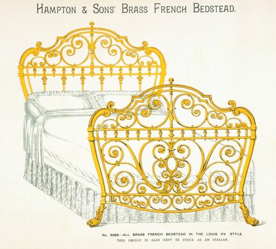 Fransk sängstuga i mässing från Hampton and Sons Catalogue of Furniture, 1902 av English School