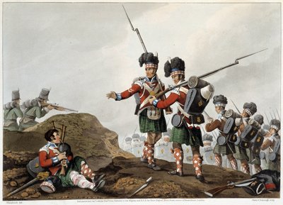 Tapperhet i "" Historiska, militära och marina anekdoter och incidenter som anlände till Storbritanniens och deras allierades vapen och slutade i Waterloo"" av Edward Orme. Ill. av Fry, Sutherland, Clark, Dubourg, W.Heart, JA, Atkinson... Red. 1819, London av English School