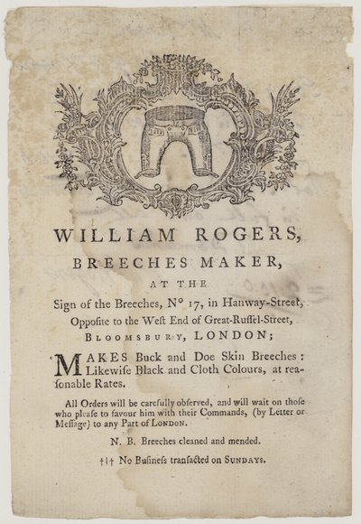 Ridbyxor Makers, William Rogers, byteskort av English School