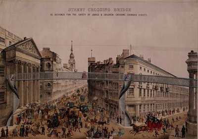 Bro över gatan vid Mansion House, ca 1862 (akvatint) av English School