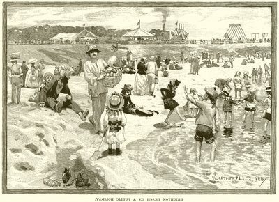 Brighton Beach på en allmän helgdag av English School