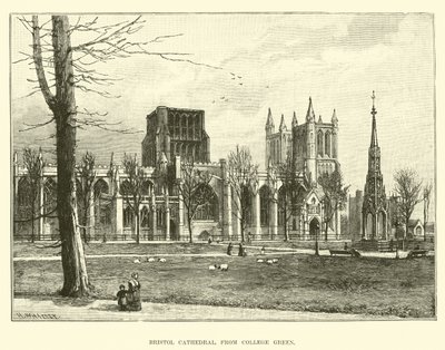 Bristol Cathedral, från College Green av English School