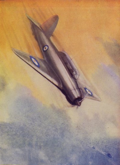 Brittiska Blackburn Skua dykbombplan av Fleet Air Arm (färg litho) av English School