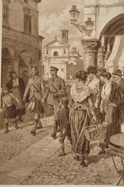 Brittiska högländare välkomnades i en fransk stad, 1914-19 av English School