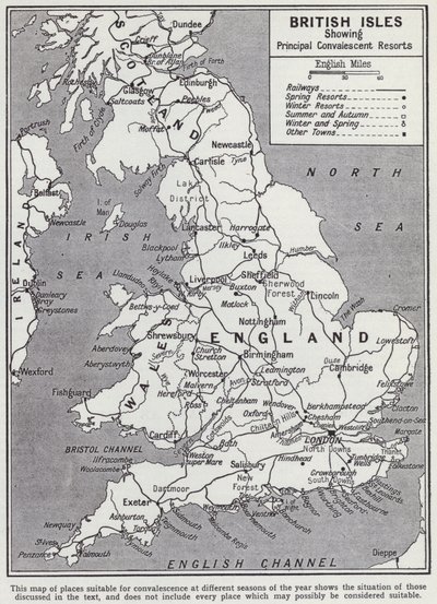 Brittiska öarna, främsta konvalescentresorter (litho) av English School