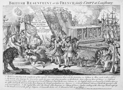British Resentment eller, den franska Fairly Coopt i Louisbourg, publicerad 25 september 1755 (se även 286310) av English School