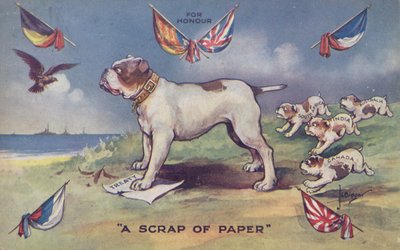 Brittisk bulldogg står på Storbritanniens fördrag med Belgien av English School