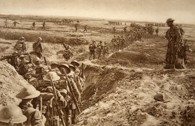 Brittiskt infanteri går framåt i framryckningen mot Cambrai, 1914-19 av English School