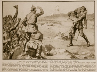 Brittisk officer ger sitt liv för att rädda en sårad fiendes liv, 1914-19 av English School