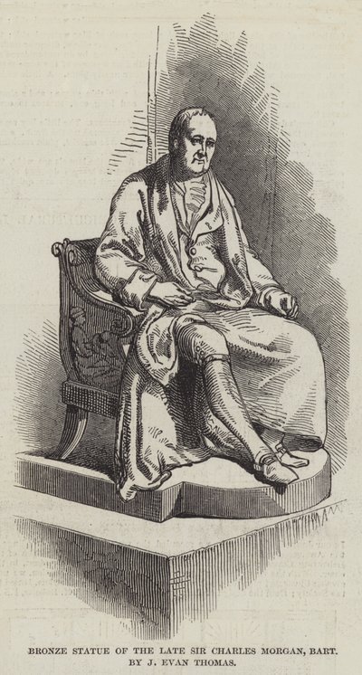 Bronsstaty av framlidne Sir Charles Morgan, Baronet av J Evan Thomas (gravyr) av English School