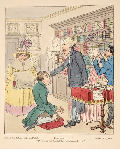 Bumpology, pub. 1826 (handfärgad gravyr) av English School
