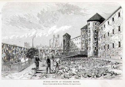 Burial Ground at Millbank Prison, från "The Criminal Prisons of London and Scenes of Prison Life" av Henry Mayhew (1812-87) och John Binny av English School