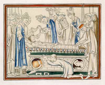 Begravning av Edward Bekännaren, illustration från en faksimil av The Life of St Edward the Confessor av English School
